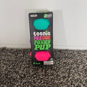 Teenie Needoh Funky Pup Silicone Stretch Toy - Purple, Teal, Pink